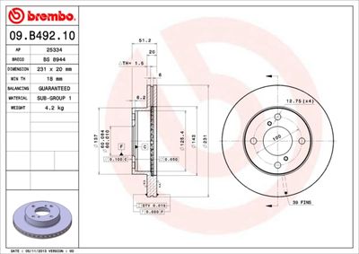 09B49210 BREMBO Тормозной диск