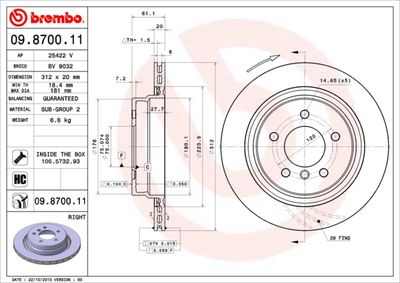 09870011 BREMBO Тормозной диск