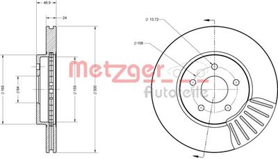 6110078 METZGER Тормозной диск