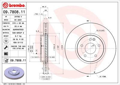 09780811 BREMBO Тормозной диск