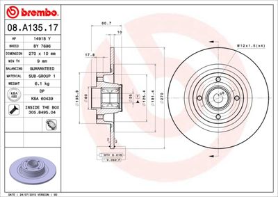 08A13517 BREMBO Тормозной диск