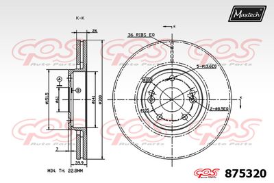 875320 MAXTECH Тормозной диск