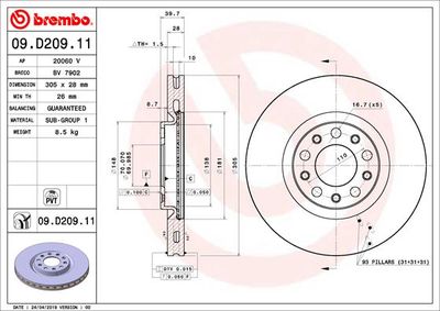 09D20911 BREMBO Тормозной диск