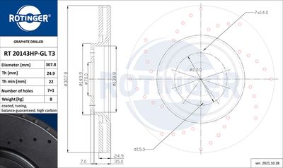 RT20143HPGLT3 ROTINGER Тормозной диск