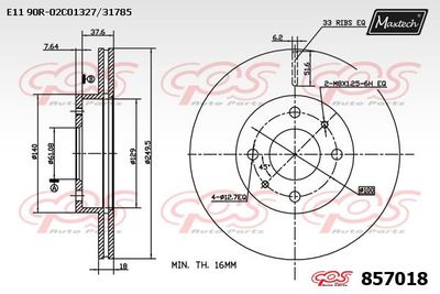 857018 MAXTECH Тормозной диск