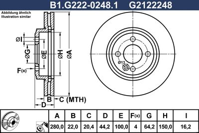 B1G22202481 GALFER Тормозной диск