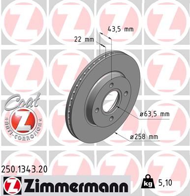 250134320 ZIMMERMANN Тормозной диск