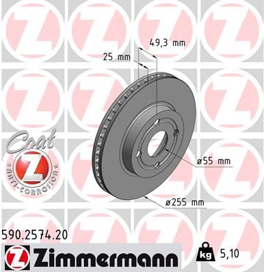 590257420 ZIMMERMANN Тормозной диск