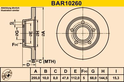 BAR10260 BARUM Тормозной диск