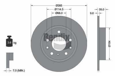 BDS1618 BENDIX Braking Тормозной диск