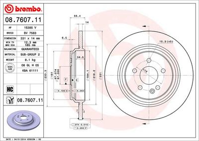 08760711 BREMBO Тормозной диск