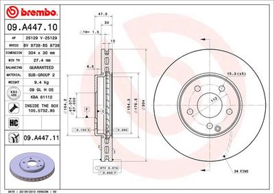 09A44711 BREMBO Тормозной диск