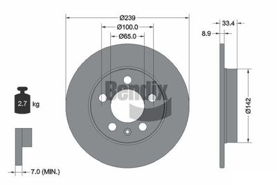 BDS1668 BENDIX Braking Тормозной диск