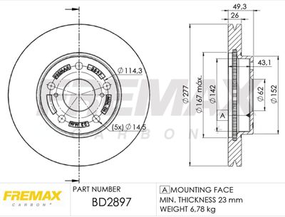 BD2897 FREMAX Тормозной диск