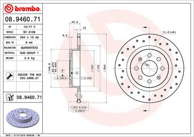 08946071 BREMBO Тормозной диск