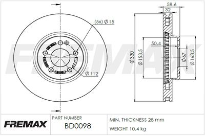 BD0098 FREMAX Тормозной диск