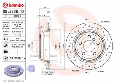 09B3381X BREMBO Тормозной диск