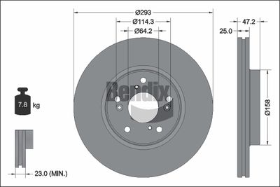 BDS2312 BENDIX Braking Тормозной диск