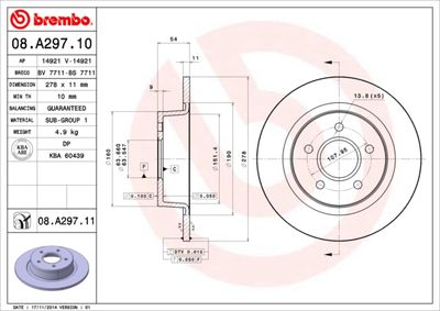 08A29711 BREMBO Тормозной диск