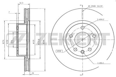 BS5160 ZEKKERT Тормозной диск