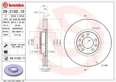 09C13311 BREMBO Тормозной диск