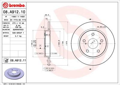 08A91211 BREMBO Тормозной диск