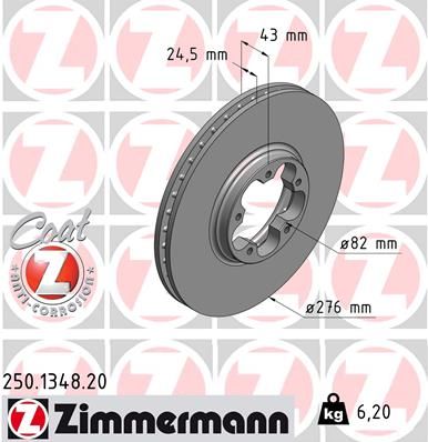 250134820 ZIMMERMANN Тормозной диск