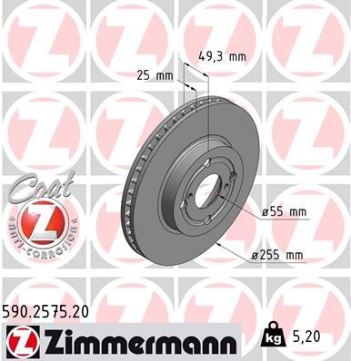 590257520 ZIMMERMANN Тормозной диск