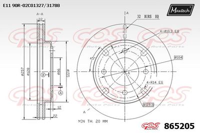 865205 MAXTECH Тормозной диск