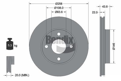 BDS1037 BENDIX Braking Тормозной диск