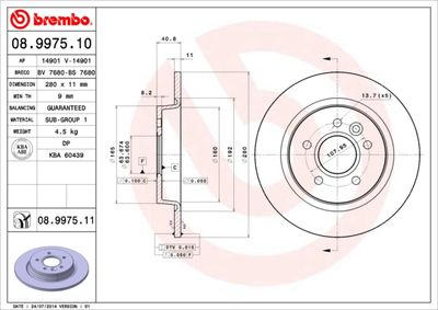 08997511 BREMBO Тормозной диск