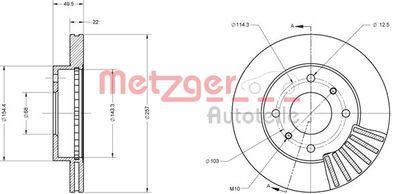 6110312 METZGER Тормозной диск