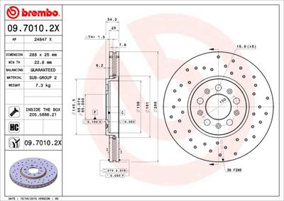 0970102X BREMBO Тормозной диск