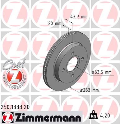 250133320 ZIMMERMANN Тормозной диск