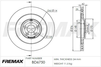 BD6750 FREMAX Тормозной диск