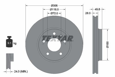 92116005 TEXTAR Тормозной диск