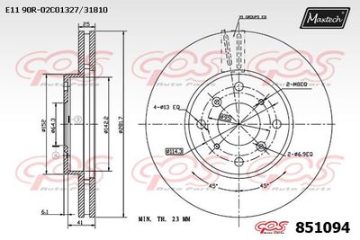 851094 MAXTECH Тормозной диск