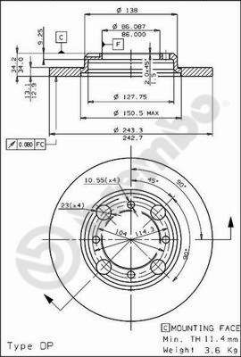 08478610 BREMBO Тормозной диск