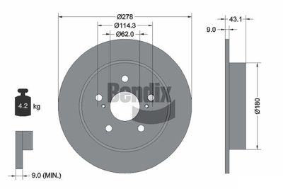 BDS1843 BENDIX Braking Тормозной диск