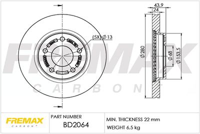 BD2064 FREMAX Тормозной диск