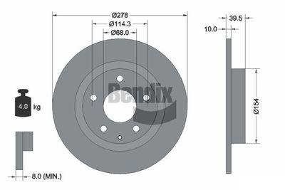 BDS1725 BENDIX Braking Тормозной диск