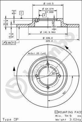 08441510 BREMBO Тормозной диск