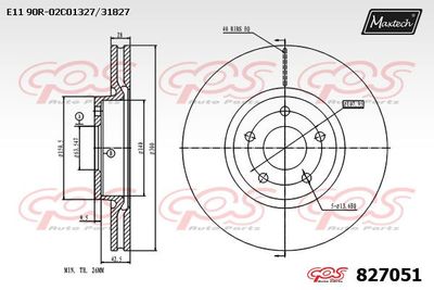 827051 MAXTECH Тормозной диск