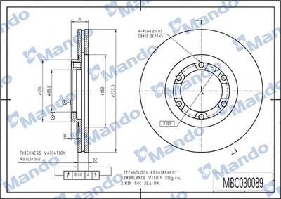 MBC030089 MANDO Тормозной диск