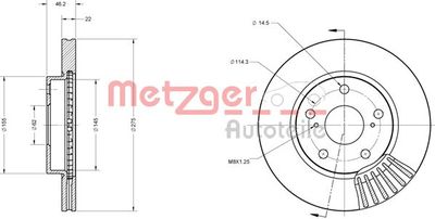 6110539 METZGER Тормозной диск