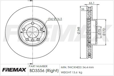 BD3556 FREMAX Тормозной диск