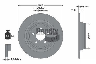 BDS1560 BENDIX Braking Тормозной диск