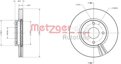 6110748 METZGER Тормозной диск