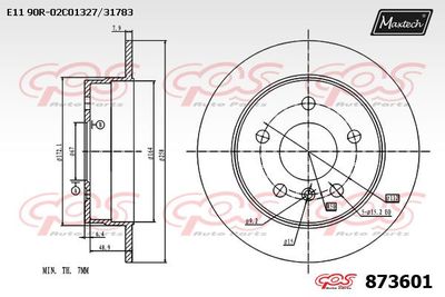 873601 MAXTECH Тормозной диск