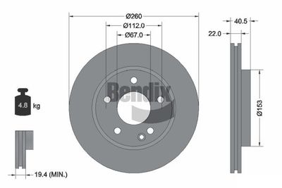 BDS1183 BENDIX Braking Тормозной диск